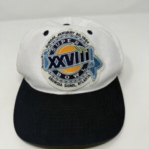 Vintage Super Bowl XXVIII Hat Cap Strap Back One Size White NFL Otto Cap 90s
